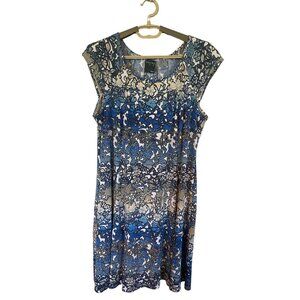 Gabby Skye Floral Print Knee Length Dress Cap Sleeve Size 14 PETITE